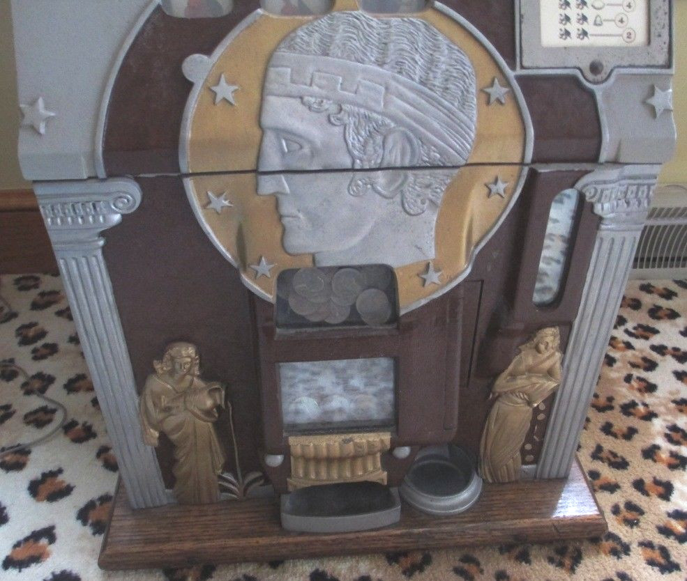 RARE Antique Mills Roman Head $.05 Slot Machine, Original, Excellent, Gold Award