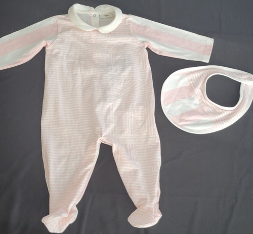 NWT NEW Fendi baby girls 2pc striped romper footie bib gift