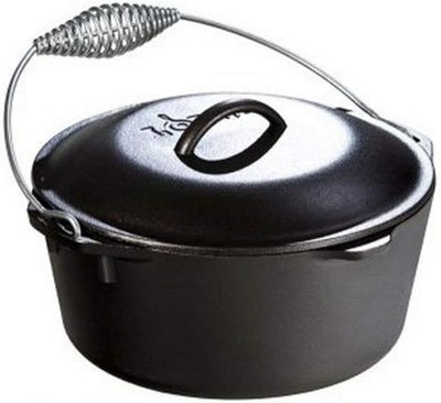 Pre-Air-Dried Cast Iron Dutch Oven with Lid Wire Carrying Handle