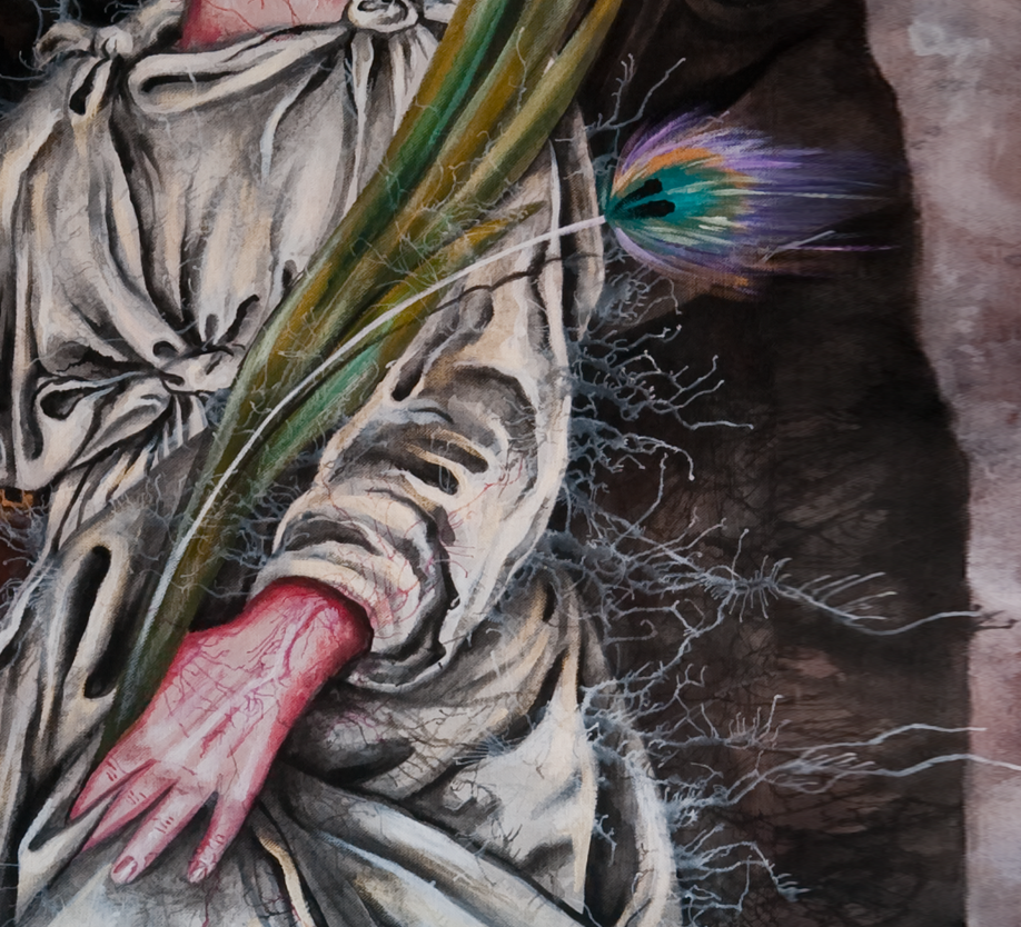 religious art sacred painting contemporary saint barbara women portrait palm bid