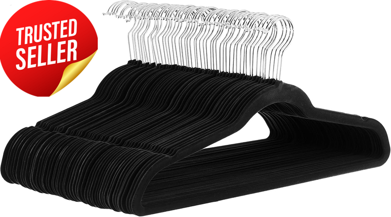 Hangers Velvet Slim Non-Slip Suit 30 Pack Black
