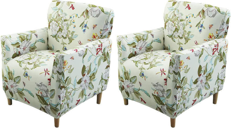 Banquet Armchair Slipcover Printed Chair Covers with Arms Stretch Club Chair Slipcover Soft Armchair Sofa Covers Anti-Slip Furniture Protector for Dogs Pets Home Living Room Decor, 2PCS, 23