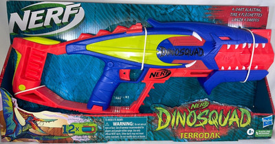 Nerf DinoSquad Terrodak, 4 Dart Blasting, Dart Storage, 12 Nerf Elite Darts