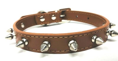Dog Collar Spikes Studded Rivets Adjustable Faux Leather XS S M L  8 Colors