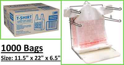 1000 Bags T-Shirt Thank You Plastic Grocery Store Shopping Carry Out Bags
