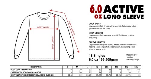 Shaka Wear Active Long Sleeve Plain Casual Crew Neck T-Shirt SM-3X