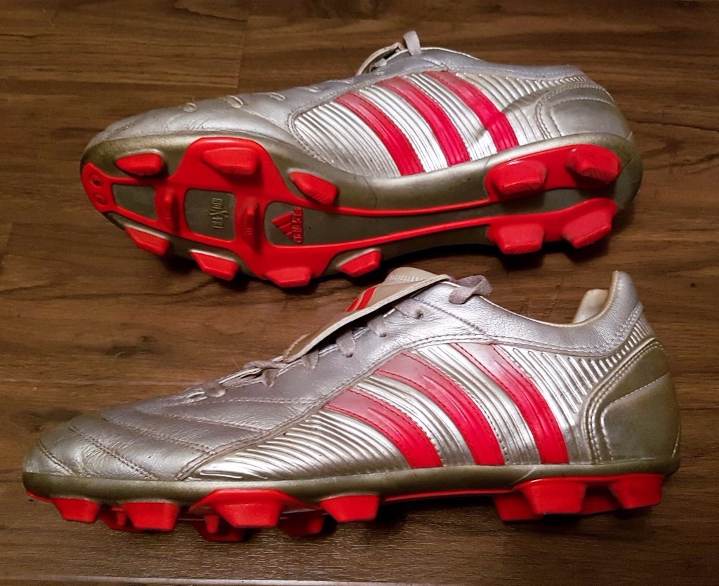 Adidas Traxion TRX Firm Ground Silver & Red vintage football boots (UK ...