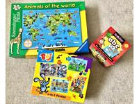 Animal jigsaw, Boj jigsaws and memory quiz game kids 