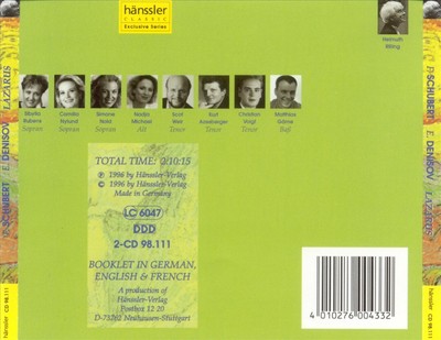 HELMUTH RILLING SCHUBERT: LAZARUS, D 689 [FRAGMENT] NEW CD