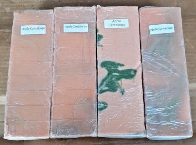 4 Loaves of Apple Cantaloupe handmade soap, 36 precut bars- FREE Shipping
