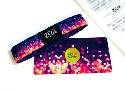 ZOX **BEGIN AGAIN PURPLE** Silver Single Medium NIP Wristband w/Card