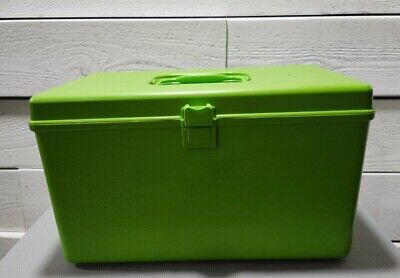 Vintage Wilson Wil Hold Sewing Box w Handle Lime Green Two Storage Trays TS