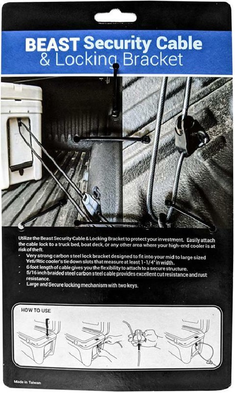 Cooler Cable Lock and Bracket in One! Compatible with Yeti  RTIC Coolers - Desi