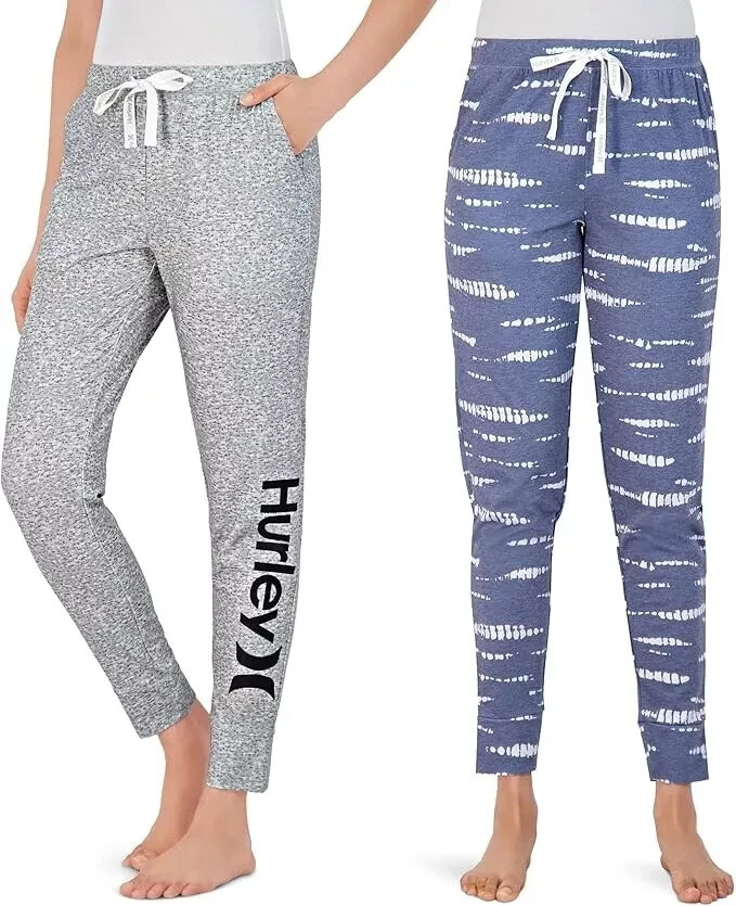 Пижама Hurley из 2 штанов сине-серые джоггеры Super Soft Sleep Joggers с завязками на талии Размер S