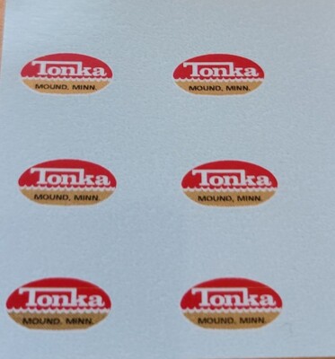 MINI 1'' LONG TONKA TRUCK OVAL LOGO  VINYL PEEL AND STICK DECALS 1962-1969