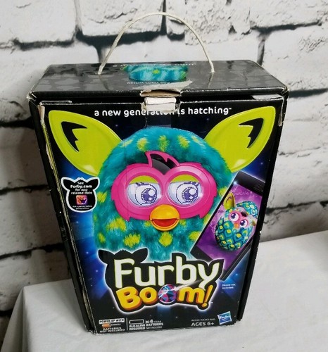 Hasbro Furby Boom Teal Green Yellow & Pink Fur with Box