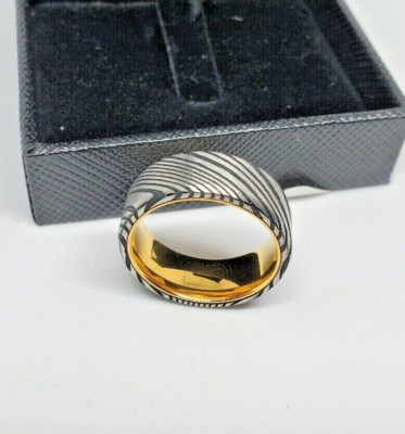 Stainless Steel Textured Band Luxurious Gold And Silver Tones  