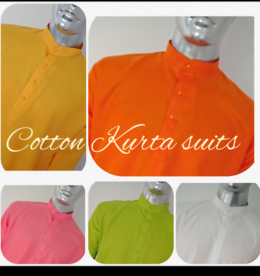 Indian Traditional Cotton Men s Designer Casual Wear Kurta Pyjama Colours Yoga