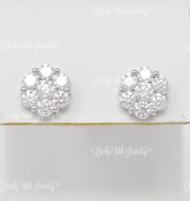 14k Solid White Gold Natural Diamond Stud Earring Rosita VS