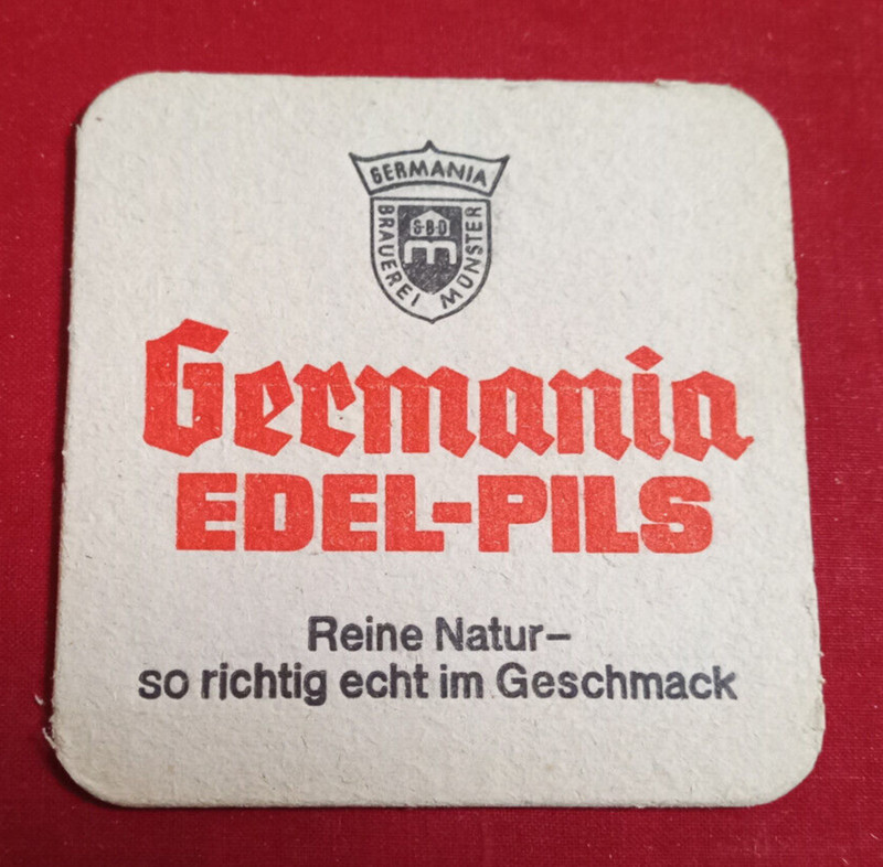 Bierdeckel Brauerei Germania MÃ¼Nster Westf. Edel-Pils / Germa GetrÃ¤Nke