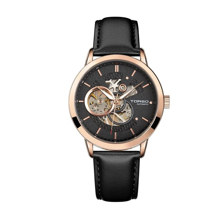 Pre-owned Torso Men's Leather Automatic Analog Watch T53 Rgbk