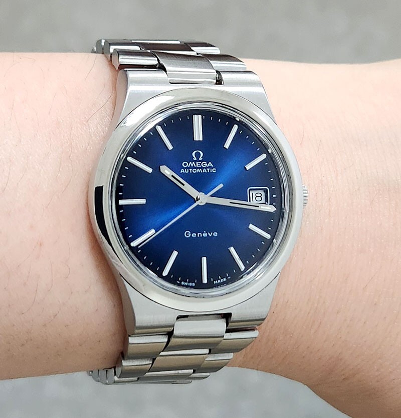OMEGA GENEVE AUTOMATIC 1660173 CAL1012 DATE DARK BLUE DIAL MEN OMEGA GENEVE AUTOMATIC 1660173 CAL1012 DATE DARK BLUE DIAL MEN