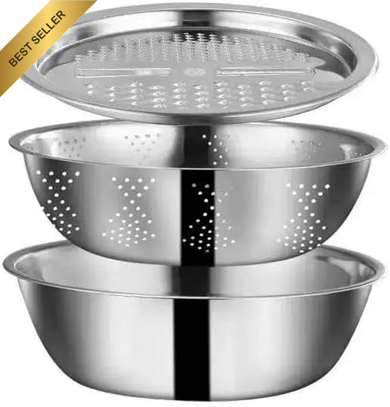 Mixing Bowl with Colander, Wire Cutting Discstainless Steel Bowl Set Nesting Gra