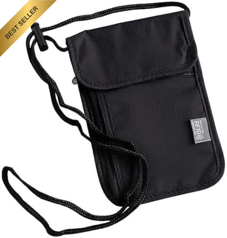 Neck Pouch Wallet Passport Holder with RFID Blocking