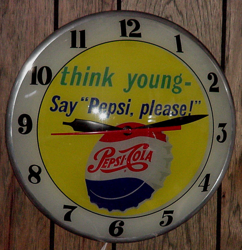 Rare  Vintage Original 50's PEPSI COLA DOUBLE BUBBLE Light up Clock