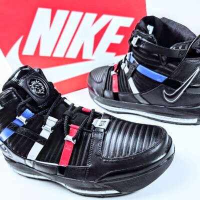 Lebron 3 QS Shop Men's US 13 Black Red White Blue Silver Nike Retro Basketball