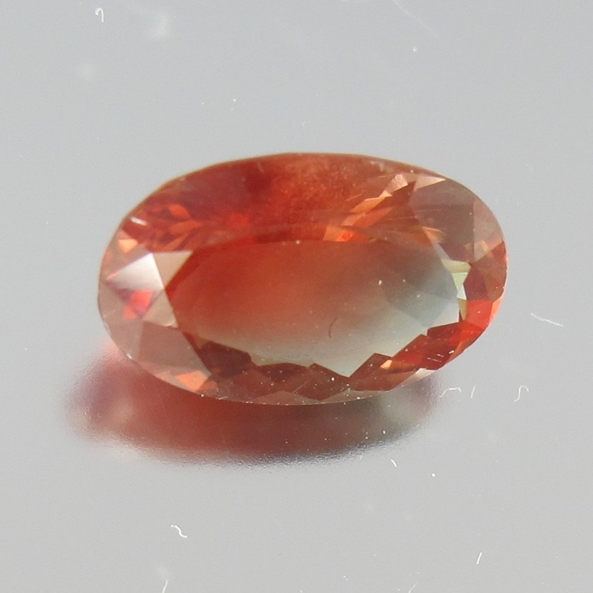 faceted red green bicolor color zoned sunstone RARE locale New Jersey 1.83ct