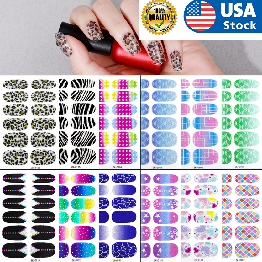 3D Nail Art Wraps Stickers Snowflake Star Leopard Flower Manicure Self Stick NH1