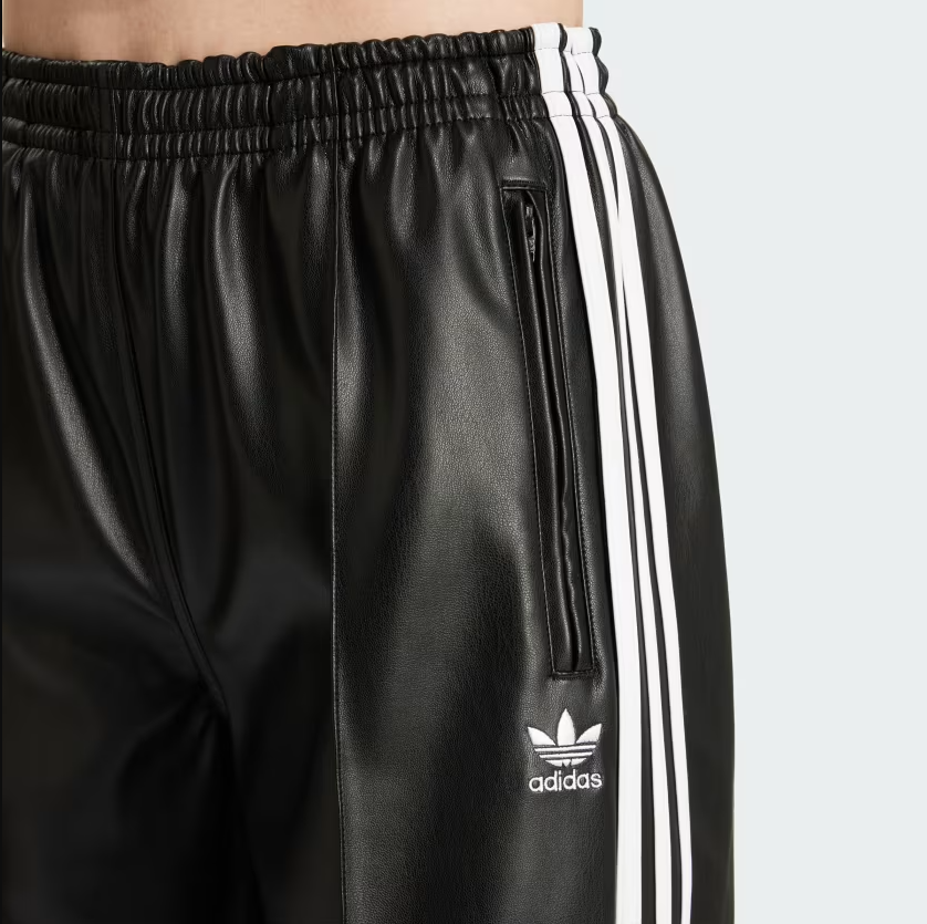 Pre-owned Adidas Originals Adidas X Originals Firebird Pleather Pants For Women ( Iy7245) In Black