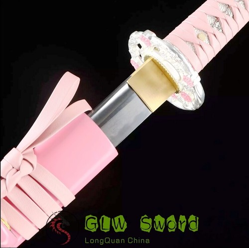 Pink Katana Japanese Katana Sword Clay Tempered T10 Steel