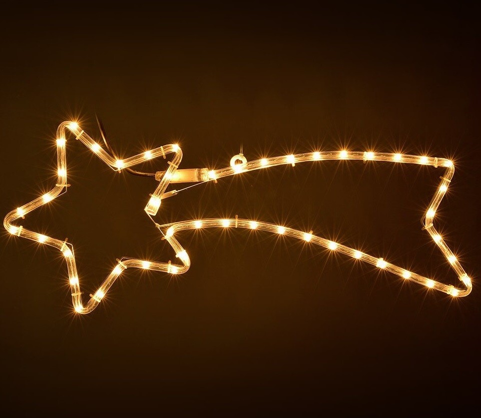 Stella Cometa Con Led Luce Gialla 80cm Decorazione Natale sus