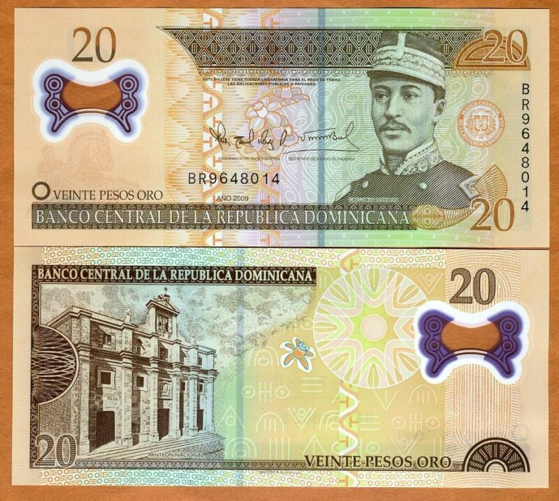Dominican Republic, 20 Pesos Oro, 2009,  P-182 (182a) POLYMER, UNC