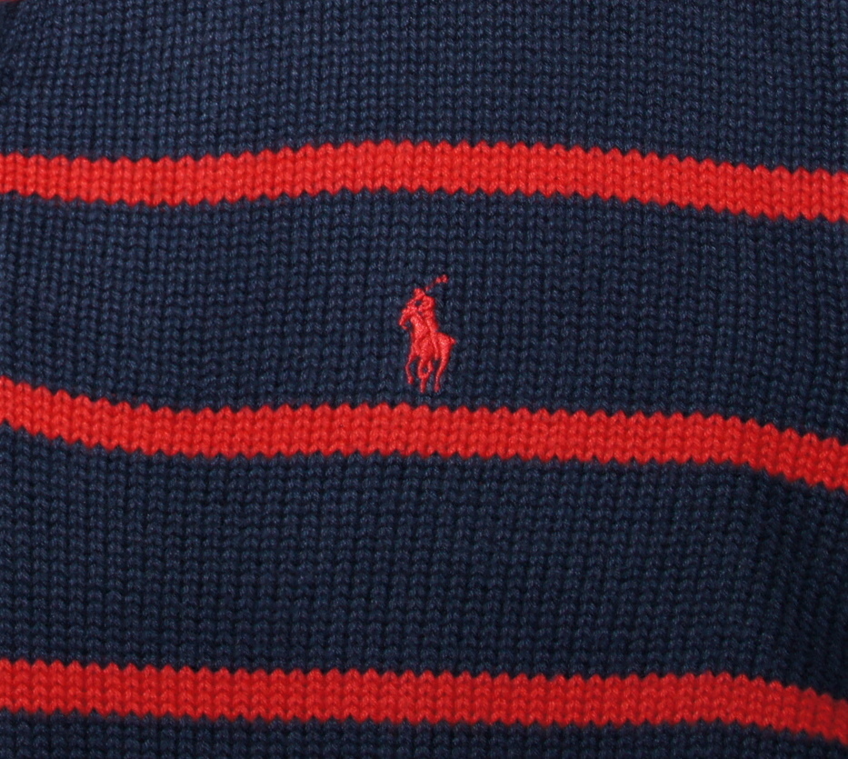 Polo Ralph Lauren Boys Striped Cotton 1/4 Zip Pullover Sweater Sz L Large 14 16