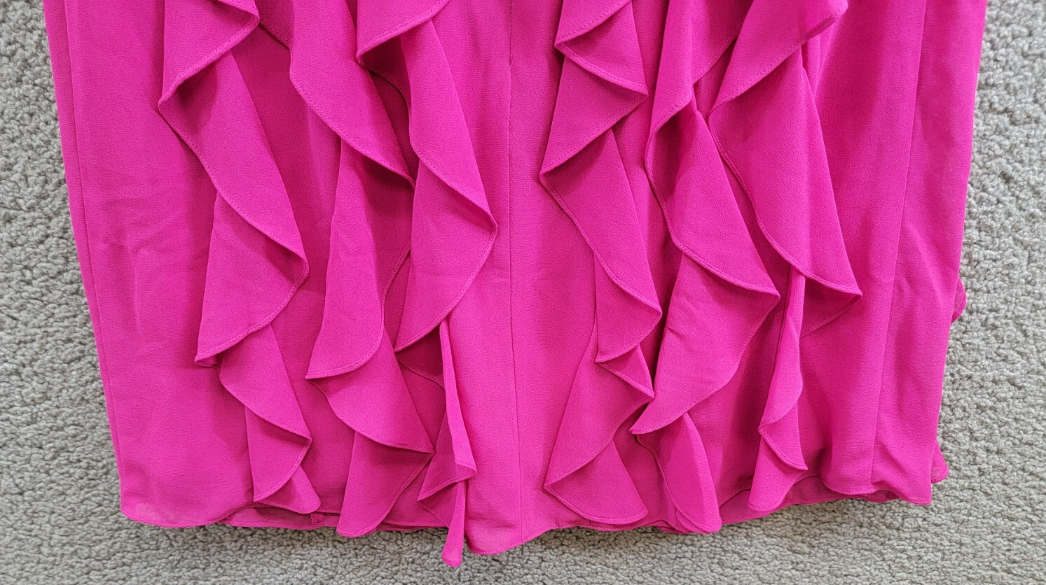 AQUA Corkscrew Ruffle Halter Mini Dress Women's 10 New Fuchsia Back Zip Closure - Picture 11 of 15