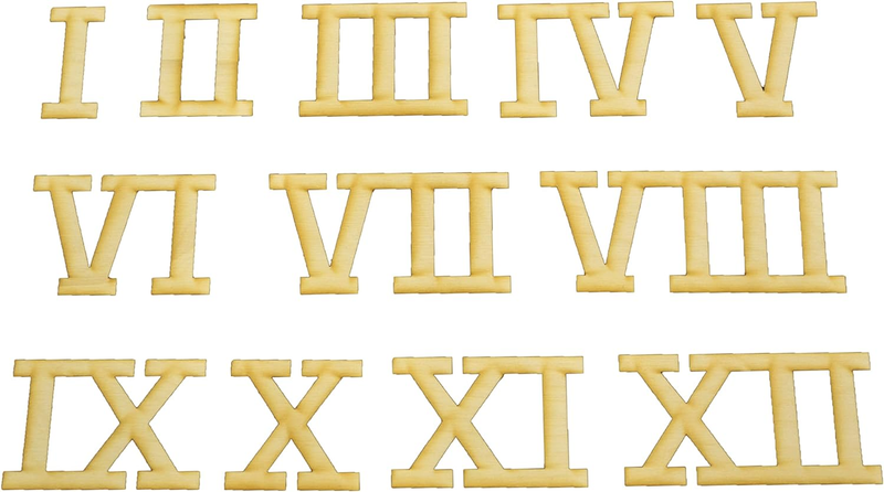 Unfinished Wood Clock Number Set in Roman Numerals, Available in a Variety of Si