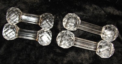 4 GOOD QUALITY BARBELL SHAPED CRYSTAL KNIFE RESTS 2 DIFFERENT SIZES