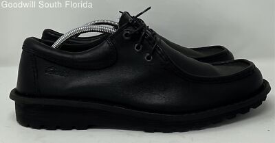 Clarks Men's Black Leather Round Toe Lace-Up Low Top Chelsea Boots Size 10.5 G