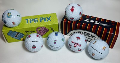 TAYLORMADE TP5 Pix NIGHTMARE CIRCUS / CLOWN & HAWAIIAN TIKI -6 Golf Balls + BOX