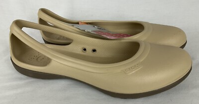 Crocs Womens Duet Flat Chai Walnut Slip On Shoes Size 9