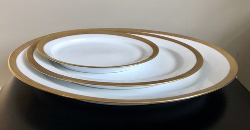 3 Heavily Encrusted Gold Porcelain Royal Beyreuth Coingold Serving Platters