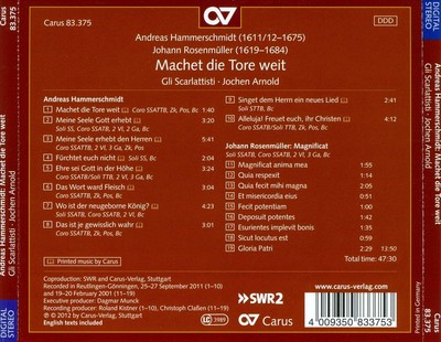 JOCHEN M. ARNOLD / GLI SCARLATTISTI ANDREAS HAMMERSCHMIDT: MACHET DIE TORE WEIT 