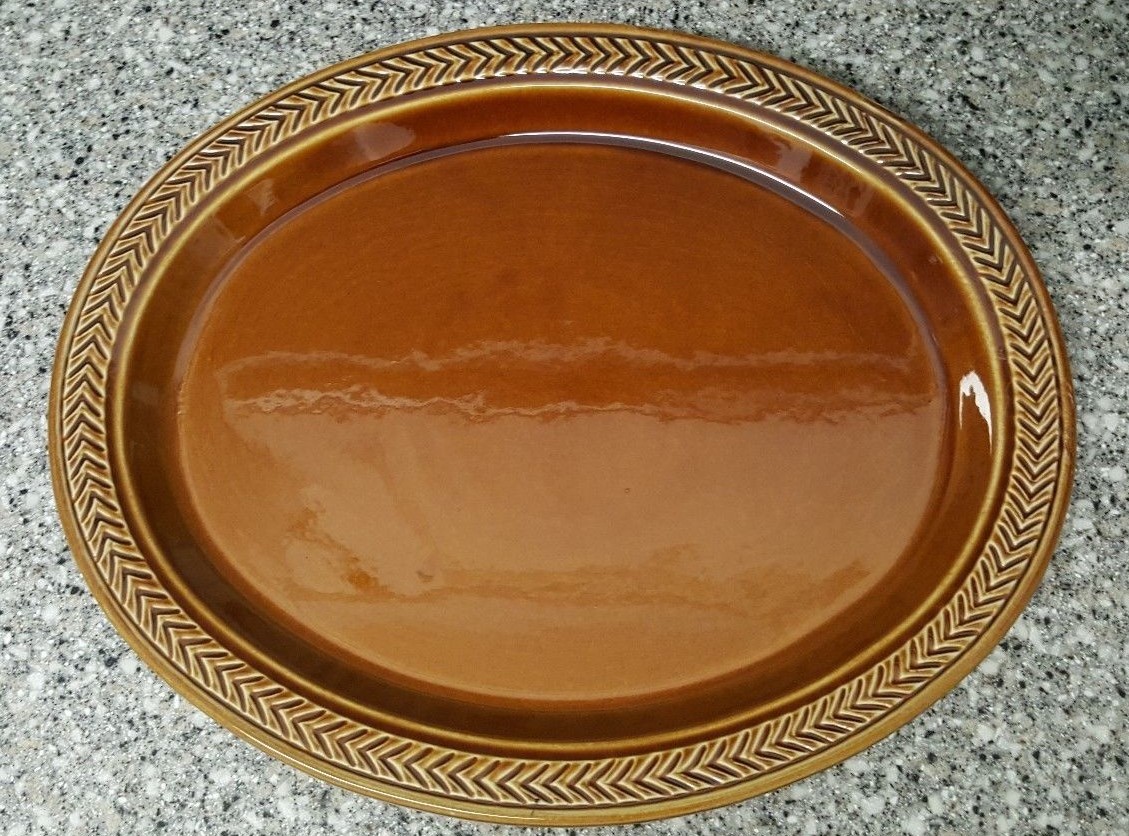 Lot of 2 Hall Pottery Brown Platters 11-1/2