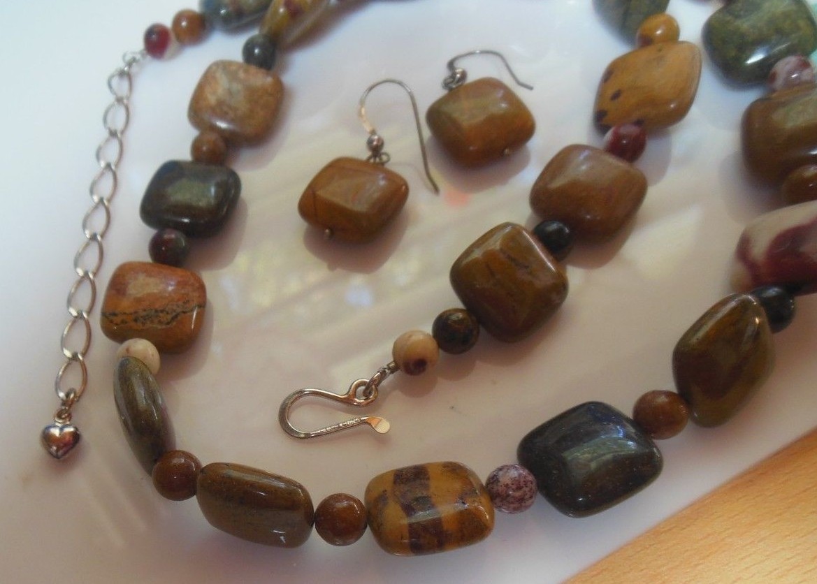 Jay King  925 Sterling Silver Square Stone Necklace & Earring Set