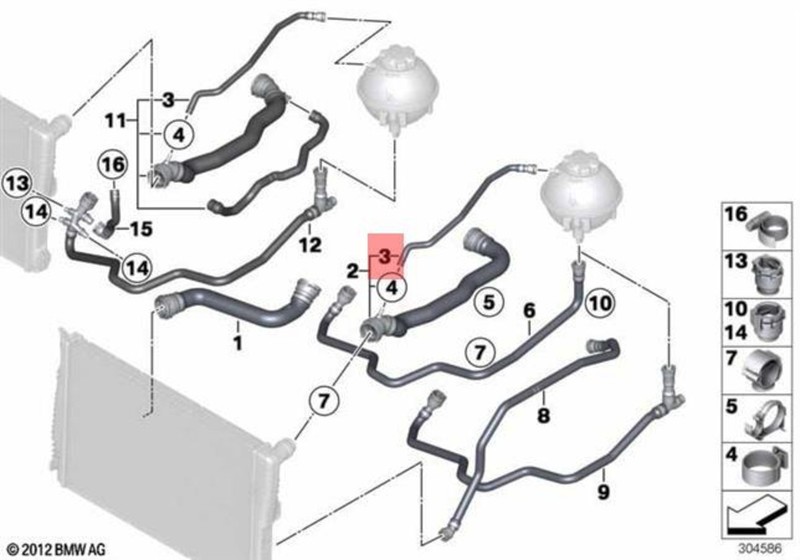 １６本 NEW BMW 7 G11 ENGINE COOLANT RETURN LINE 17128602616