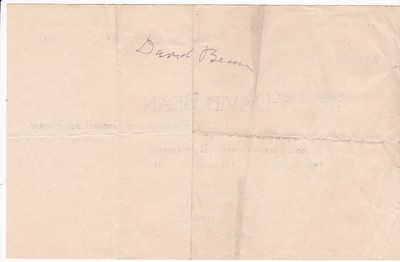 Printed Vintage 1908 David Bean Publisher Printer Chronicle-Telegraph Waterloo