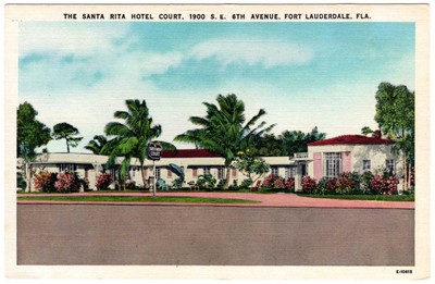 1940s Fort Lauderdale FL Santa Rita Hotel Court linen- Owners I G and E A Harris